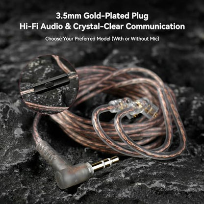 2026 Latest erabuds,KBEAR BK1 Wired Gaming Earbuds,10mm Single DD in Ear Monitor,HiFi Headset Wired Earbuds IEM Earphones with Detachable Cable for Gaming/Music/Video (White, 3.5 with mic) - color: F
