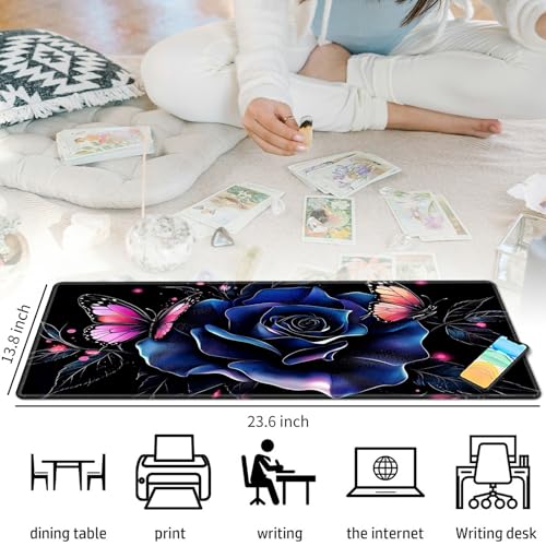 Blue Rose for MTG & TCG Playmat Mouse Pad,BFDHGQZC 24" x 14" Game Mat for MTG/RPG/CCG Trading Card Game Playmats Table Mat Perfect for Card Games Video Games Computer Office - color: Blue Rose