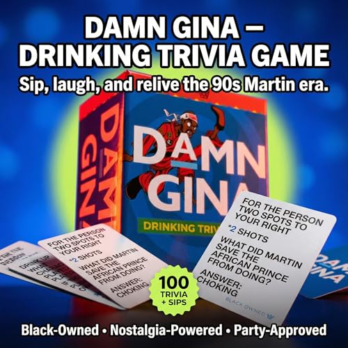 Damn Gina Drinking Game 90s Martin TV Show Trivia Cards Fun Martin Lawrence Party Game with Catchphrases Challenges and Sips Perfect for Game Nights, Family Reunions, Girls Trips and Bachelor Events - color: Drinking