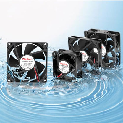 Wathai IP67 Waterproof 80mm x 25mm 12V Cooling DC Fan for RV Fridge Exhaust | 2 Pack, Dual Ball, 3 Inch, High Speed 12V Fan for RV Fridge Refrigerator DC Brushless Fan 12V waterproof 80mm - size: 80x25mm
