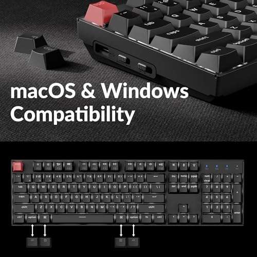 Keychron K10 Version 2 Full Size 104 Keys Bluetooth Wireless Mechanical Gaming Keyboard for Mac Windows Super Red Switch White LED Backlight/USB C Wired Computer Keyboard - color: K10 Version 2 - Red Switch
