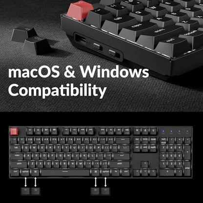 Keychron K10 Version 2 Full Size 104 Keys Bluetooth Wireless Mechanical Gaming Keyboard for Mac Windows Super Brown Switch White LED Backlight/USB C Wired Computer Keyboard - color: K10 Version 2 - Brown Switch