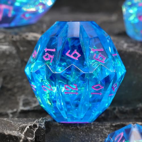 FONVGOGO DND Dice Set Polyhedral for Dungeons and Dragons, TTRPG, Resin | D and D Dice Stonehenge Design for Tabletop Role Playing Game, Gift for DND Lovers Collectors, Lightweight & Easy to Read - color: S Blue and Purple