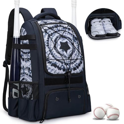 KAVIGOR Baseball Bag for Youth | Softball Backpack 50L Large Capacity with Shoe Compartment and 4 Bat Holders | Nova Flare Series - color: Black