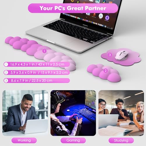 MoKo Cloud Wrist Rest for Keyboard and Mouse with Mouse Pad, Pink - color: Gradient Pink