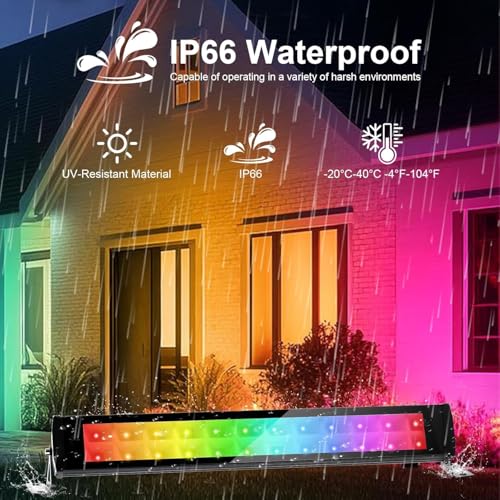 50W 2.4G Remote Control RGB Wall Washer Light, 3000K Warm Light, RGB Light bar with Remote Control & APP Control, for Birthday Party, Garden Lighting, Wall Display, Hotel, Building - size: 50W RGB&3000K*1