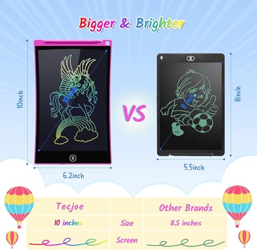 TECJOE 10 Inch 2 Pack LCD Writing Tablet, Colorful Doodle Board Drawing Tablet for Kids, Kids Travel Learning Toys Christmas Birthday Gifts for 3 4 5 6 7 8 Year Old Boys and Girls Toddlers - color: Dark Blue Magenta