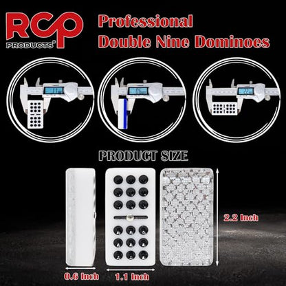 Dominos Set for Adults – Professional Double 9 Dominoes Set of 55 Tiles for Adults, Metal Spinner, Classic and Travel Board Game with Wood Case Juegos de Mesa Silver - color: Silver
