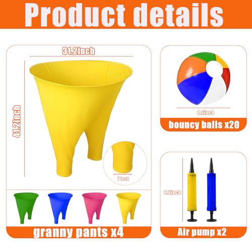 Granny Pants Yard Game Outdoor Party with Colorful Bouncy Balls & Air Pump Outdoor Group Games for Family & Friends