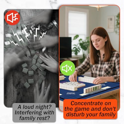 Mahjong Mat for Table 31.5''x31.5'', Non-Slip Mahjong Cloth Cover with Game Rules, Mahjong Tablecloth for Poker, Board Games Table Mat, Card Games, Tile Games, Dominoes (Blue)
