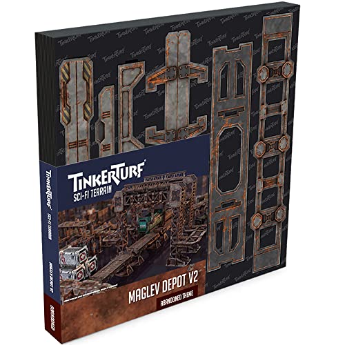 TinkerTurf Sci-Fi Terrain: MagLev Depot v2, Abandoned Theme, Sturdy, Affordable, Great-Looking Full-Color Terrain, Quick and Easy to Assemble, Virtually Limitless Setups - style: Abandoned