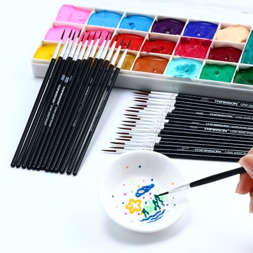 Transon 50pcs Detail Paint Brushes Set Size 000 for Model Painting Acrylic, Gouache, Oil, Tempera and Face Painting - size: 50 PCS