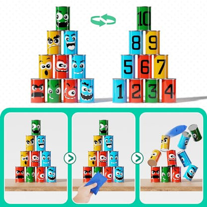 Redllo 58PCS Carnival Games Combo Set, Dart Board Knock Down Can Bean Bag Toss Game Party Indoor Outdoor Birthday Party Fall Festival Field Day for Kids Adults Yard Plastic Cones Outside Games
