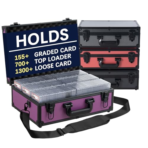 Graded Card Storage Box – Holds 155+ Graded Cards or 700+ Top Loaders - Aluminum Alloy Trading Cards Case, Sports Card Storage Box with Lock, Fits PSA, CSG, BGS (XL Purple) - color: Purple, size: XL-for Graded Cards