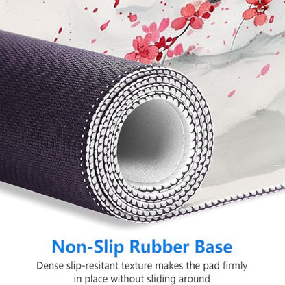 Japanese Cherry Blossom Desk Mat - Extended Gaming Mouse Pad with Stitched Edge Non-Slip Base - 31.5"x11.8" Office Computer Keyboard Laptop Home - color: Japanese Cherry Blossom_012, size: 11.8" x 31.5"