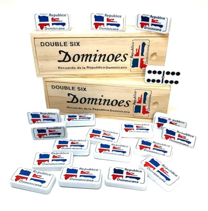Dominican Flag Dominoes Double Six 2pcs Value Pack - Classic Dominos Set for Cultural Pride Dominican Republic