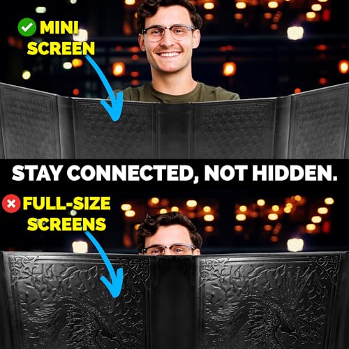 CASEMATIX Miniature DM Screen - 6-Panel Faux Leather Mini Game Master Screen for TTRPGs, Compact DND DM Screen for Better Player Connection & Immersive Tabletop RPG Sessions, Inserts Not Included - color: Black