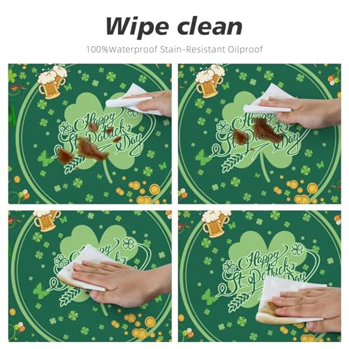 St. Patrick's Day Round Tablecloth Elastic Fitted Edge Table Cover Washable for Kitchen Dining Picnic Party Fit Table 40-44 - color: St. Patrick, size: 40" (Round)