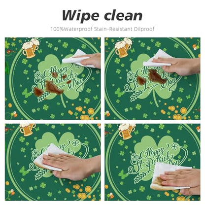 St. Patrick's Day Round Tablecloth Elastic Fitted Edge Table Cover Washable for Kitchen Dining Picnic Party Fit Table 40-44 - color: St. Patrick, size: 40" (Round)