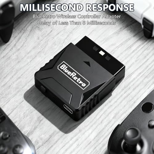 Wireless Controller Adapter for PS2/PS1 PS One, Mini Adapter Compatible with PS5/PS4/PS3, Series X/S, Switch Pro Bluetooth Controllers,Firmware Upgrade, Dual-Mode BT, Keymap Configuration Supported