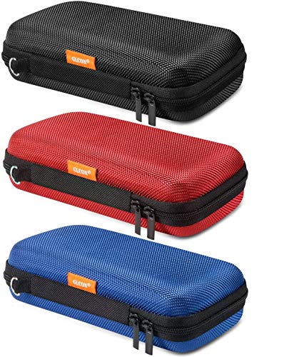 Hard EVA Protective Case, Portable Storage Bag with Mesh Pocket | Fits Power Bank, Hard Drive, Cell Phone, Charging Cable, External Battery, Travel Organizer, Zipper - color: Black, red and blue