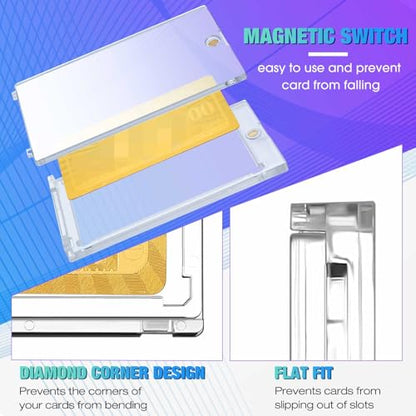 SATINIOR 100 Pcs 100 Pt Magnetic Card Holder, Holder Case Clear Protectors for Thick Baseball Football Hockey Cards - size: 100 Pt