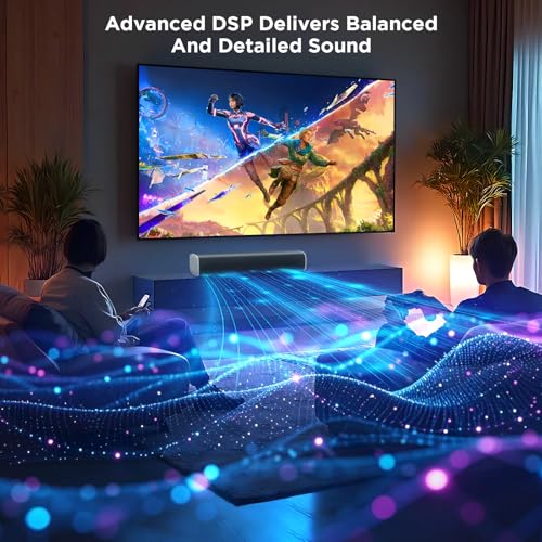 MZEIBO Sound Bar,50W TV Speaker with ARC/Optical/AUX/Bluetooth 5.3, Clear Dialogue & Deep Bass, Home Theater Audio System - color: Silver