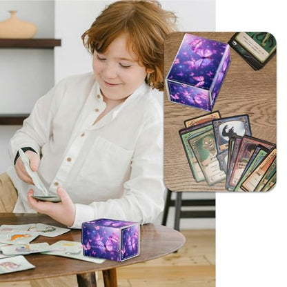 Strong Magnet for TCG MTG Commander Deck Box Playing Card Case Magic Deck Box Creative Pattern Trading Card Storage Box for Collectible Games, Purple Glowing Butterfly - color: Purple Glowing Butterfly