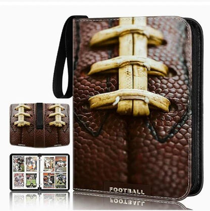 Trading Card Binder 400 Card Capacity, 50 Removable Sleeves (4 Pocket), Zipper Card Album Organizer for TCG Cards (Football) - color: Football
