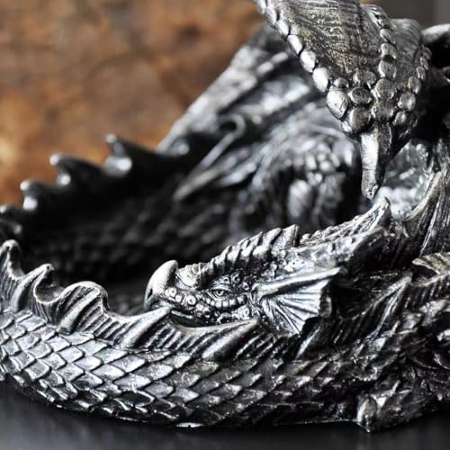 Elegant Dragon Dice Holder Tower - Perfect Dragon Gifts for Men, DND DICE Jail,DND Gifts for Men, 5.12 inches - color: Antique Sliver
