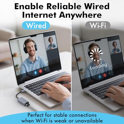 Cyberguys USB C to Ethernet Adapter, Plug and Play Ethernet Adapter, 1Gbps Gigabit RJ45 to Type-C (Thunderbolt 4/3 Compatible) Network Dongle, Compatible for MacBook Pro/Air, iPhone 16 Pro/Max, iPad - style: USB C to Ethernet Adapter