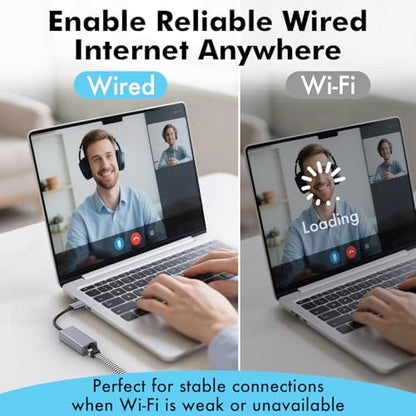 Cyberguys USB C to Ethernet Adapter, Plug and Play Ethernet Adapter, 1Gbps Gigabit RJ45 to Type-C (Thunderbolt 4/3 Compatible) Network Dongle, Compatible for MacBook Pro/Air, iPhone 16 Pro/Max, iPad - style: USB C to Ethernet Adapter