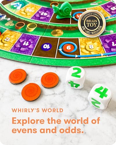 SimplyFun Whirly’s World - Educational Board Game for Kids - Math Game to Teach Concept of Even & Odds - 2-6 Players, Ages 6 & Up - style: Whirly’s World