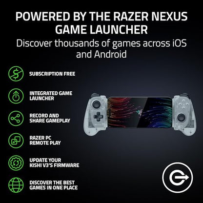 Razer Kishi V3 Gaming Controller for iPhone 15, 16, 17 Series & Android: TMR Thumbsticks - Dual Back Buttons - Fits Most Phone Cases - PC Remote Play - USB-C Gamepad Connection - Phantom White - color: Phantom White
