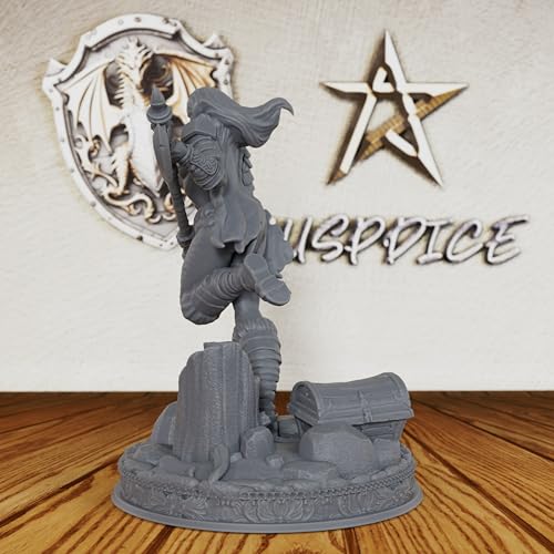DND Minis for Miniature Game & Fantasy Role Playing - Tabletop Unpainted Miniatures for Dungeon Masters, 28mm Scale TTRPG Accessory Figure with Scenic Base - Angry Barbarian (AS212)