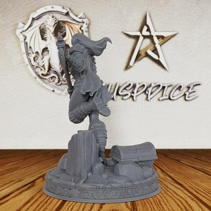 DND Minis for Miniature Game & Fantasy Role Playing - Tabletop Unpainted Miniatures for Dungeon Masters, 28mm Scale TTRPG Accessory Figure with Scenic Base - Angry Barbarian (AS212)