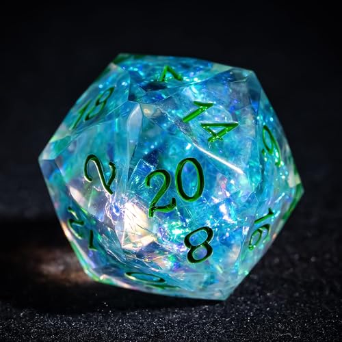 7PCS DND Dice Set,Transparent Sharp Edge Dice Set D&D RPG Polyhedral Die,for Dungeons and Dragons TTRPG Games Roleplaying Games,with Gift Box(Green) - color: Galaxy Green