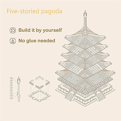 Rowood 3D Puzzles for Adults, Wooden Model Kits for Adults to Build, Gift on Birthday Christmas - Five-storied Pagoda (275 PCS) - style: Five-Storied Pagoda