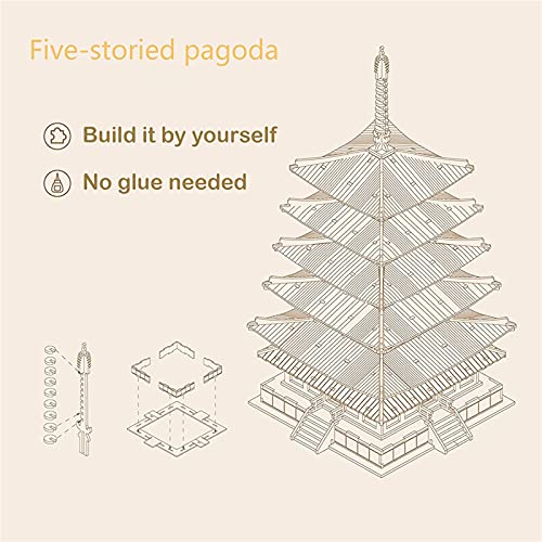 Rowood 3D Puzzles for Adults, Wooden Model Kits for Adults to Build, Gift on Birthday Christmas - Five-storied Pagoda (275 PCS) - style: Five-Storied Pagoda