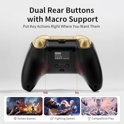 Aolion gaming N10 Wireless Controller Compatible with Switch/PC/iOS/Android, Hall Effect Joysticks, 1000Hz Polling Rate, Bluetooth/2.4G/Wired Gamepad, RGB Light, Back Buttons, Turbo, Motion Control