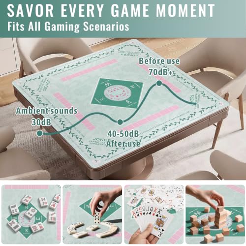 Mahjong Mat 31.5 * 31.5 Inch Non-Slip Noise Reduction, American Mahjong Mat for Table with Bag, Waterproof Surface Mah Jongg Mats for Poker, Card, Dominoes, Board & Tile Games - color: Willow Green