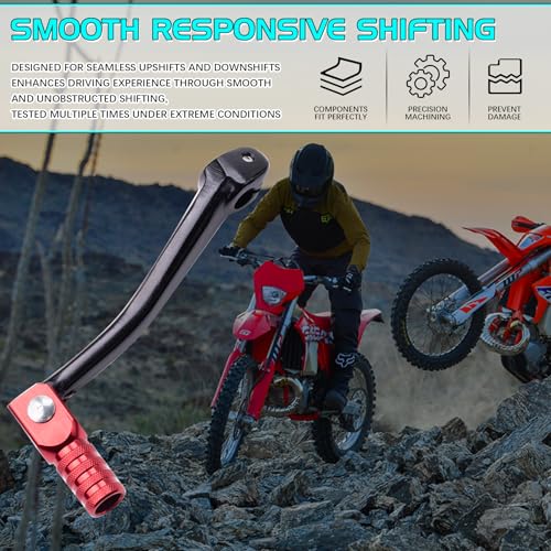 CNC Aluminum 2" Folding Gear Shifter Shift Lever for Honda XR50 CRF50 XR CRF 50cc 70cc 90cc 110cc 125cc Dirt Pit Bike (Red Black) - color: Red Black
