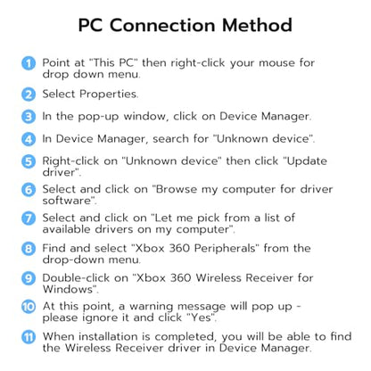 Mcbazel Wireless USB 2.0 Gaming Receiver Adapter for Microsoft Xbox 360 Desktop PC Laptop Gaming - Black