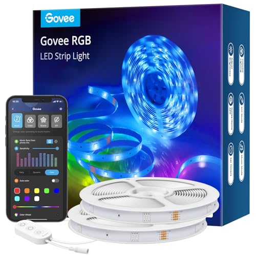 Govee RGB LED Strip Lights 32.8ft, Work with Alexa and Google Assistant | APP WiFi Control, 16 Million Colors, Scene Mode, Music Sync, LED Lights for Bedroom, Kitchen, Home Decor, 2 Rolls of 16.4ft - size: 32.8ft
