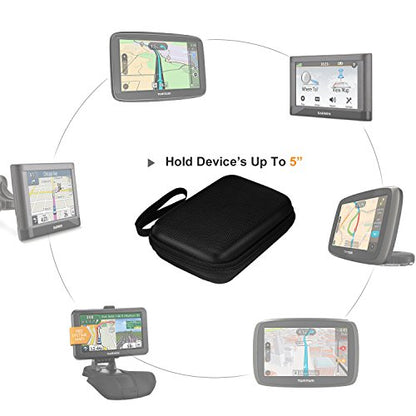 MoKo 5-Inch GPS Carrying Case for Garmin, TomTom & Magellan, Black | Hard Shell Protection, Shock-absorbing Oxford Fabric, Soft Velvet Lining, Mesh Pocket for Accessories - size: 5 Inch
