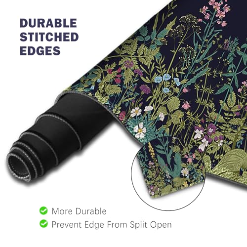 ToLuLu Extended Gaming Mouse Pad, Memory Foam Ergonomic Keyboard Mouse Wrist Rest Support Set, Large Desk Mat with Stitched Edges, Non-Slip Base Mousepad for Home Office Game, Weeds Plants - color: Weeds Plants