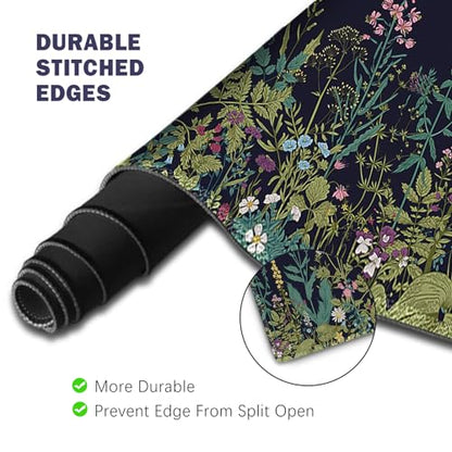 ToLuLu Extended Gaming Mouse Pad, Memory Foam Ergonomic Keyboard Mouse Wrist Rest Support Set, Large Desk Mat with Stitched Edges, Non-Slip Base Mousepad for Home Office Game, Weeds Plants - color: Weeds Plants