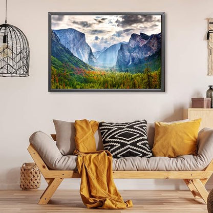 Jigsaw Puzzle, 1000 Pieces, Scenic Mountain Scene, Yosemite National Park, Cardboard, Intermediate, 28 inches by 28 inches, 1 Count, Adults and up - color: Yosemite National Park