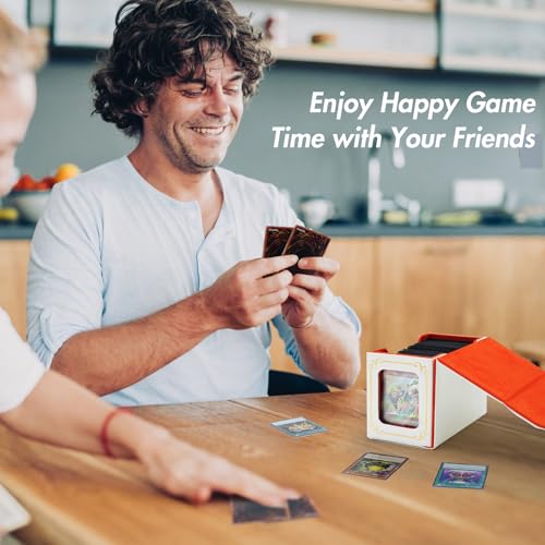 STORY OF WHITE Laser Card Deck Box | YGO MTG Organizer Holds 220+ Double Sleeved Card Storage Trading Games Leather Display Windows with magnetic cardholder - color: White gold