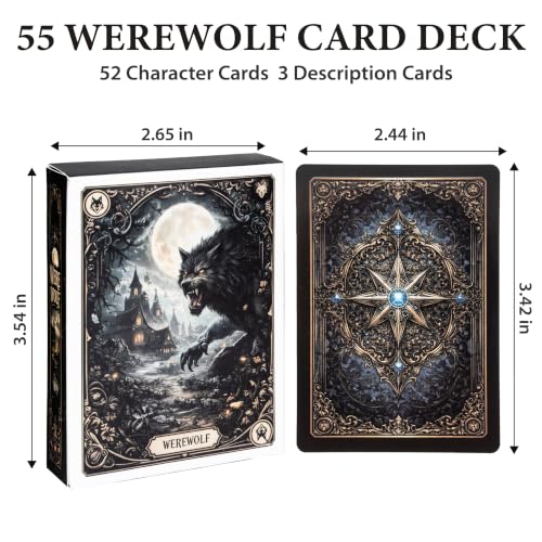 KAIU Werewolf Card Game, Social Deduction Party Game with 18 Unique Roles, Gothic Artwork 52 Role Cards & 3 Description Cards for Large Groups Family Game Night, 7-16+ Players